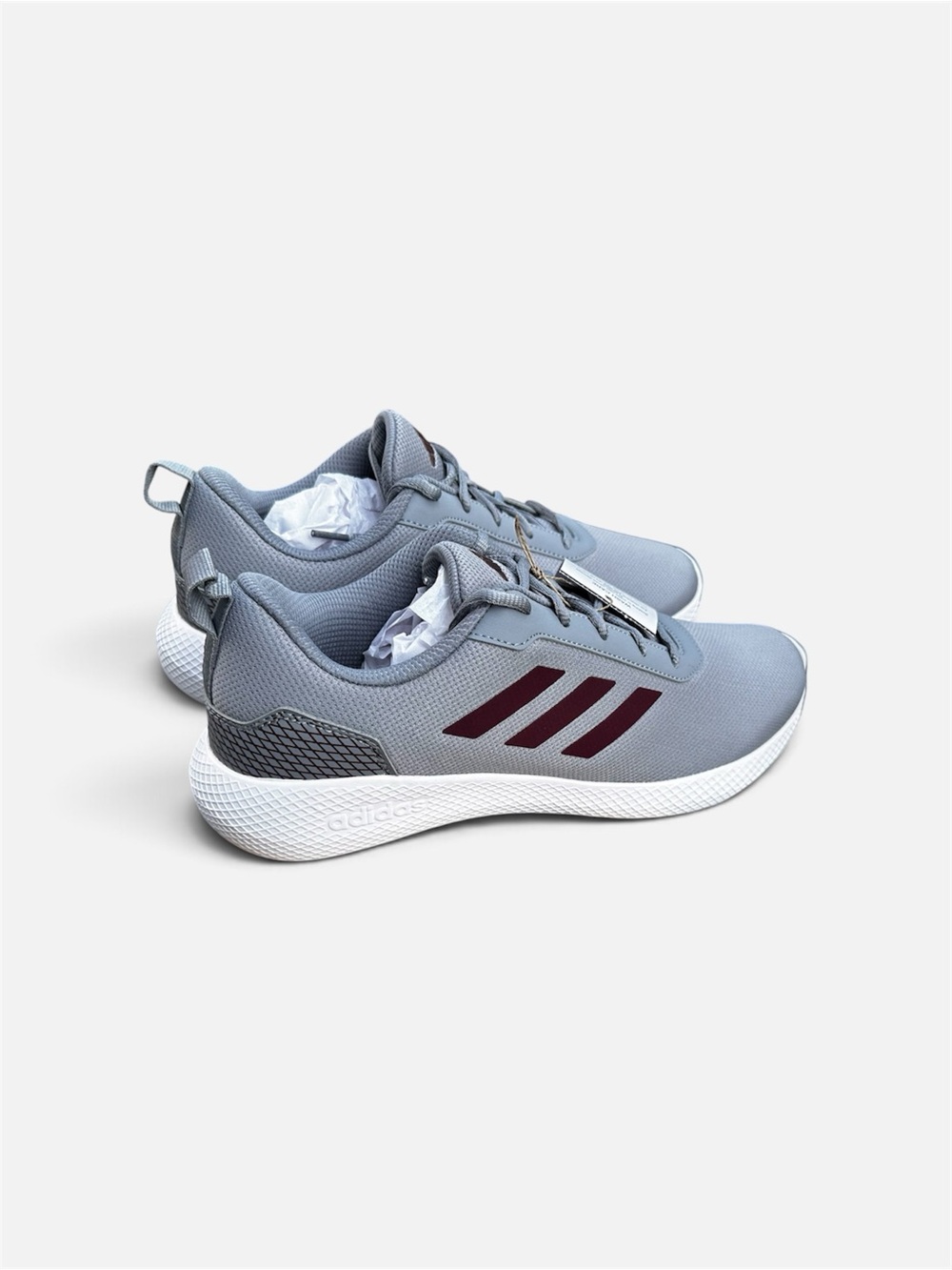 adidas Kids Light Gray Sneakers with Maroon Stripes